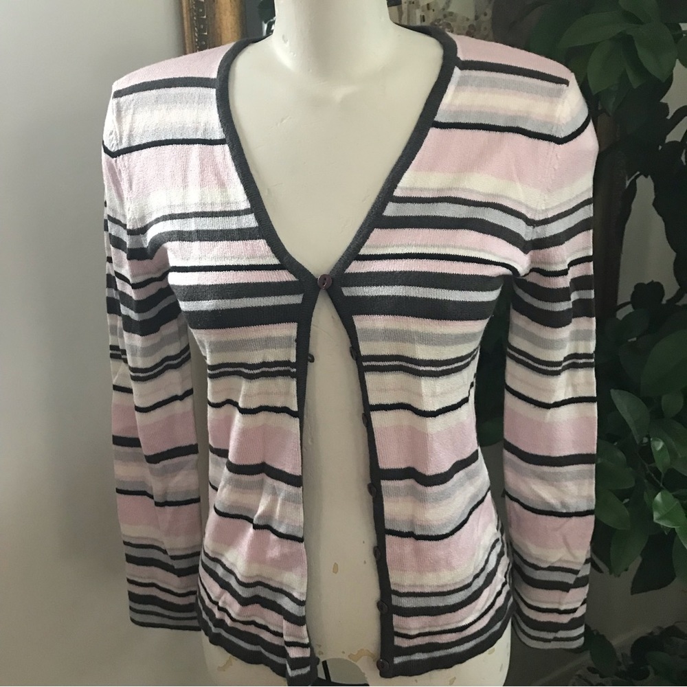 Emma James Striped Cardigan/Sweater - Size Small